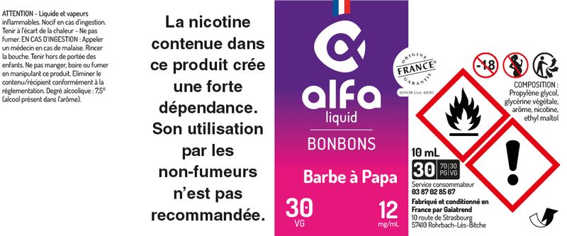 Eliquide Barbe  Papa Alfaliquid  partir de 4,43  livr