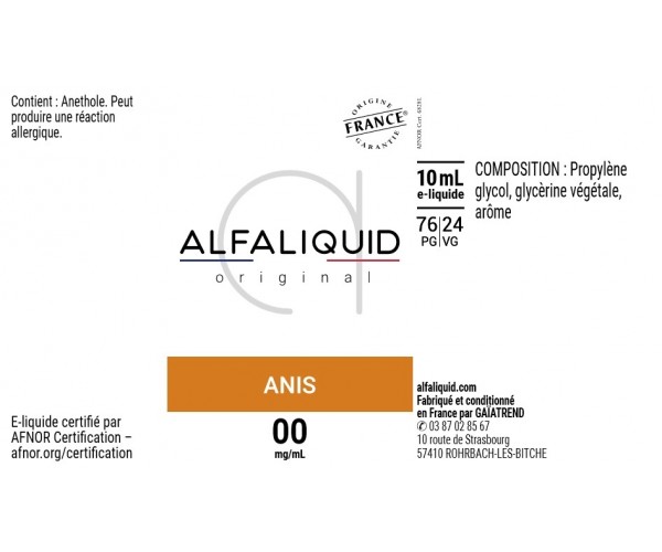 etiquette eliquide alfaliquid anis