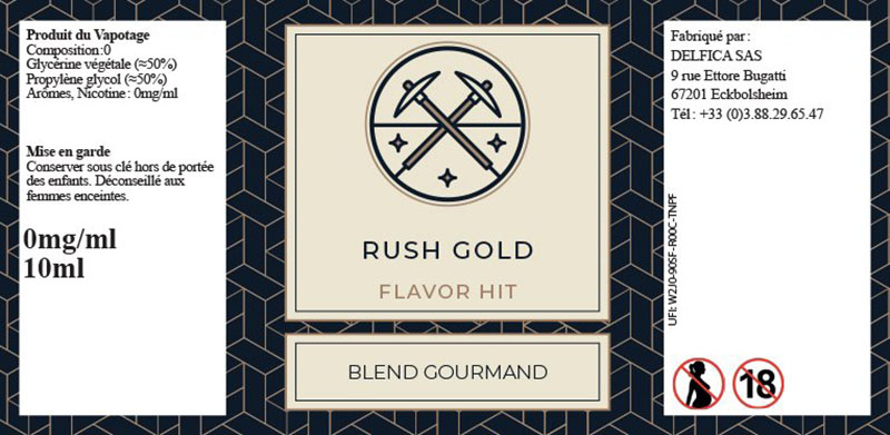 étiquette eliquide rush gold flavor hit